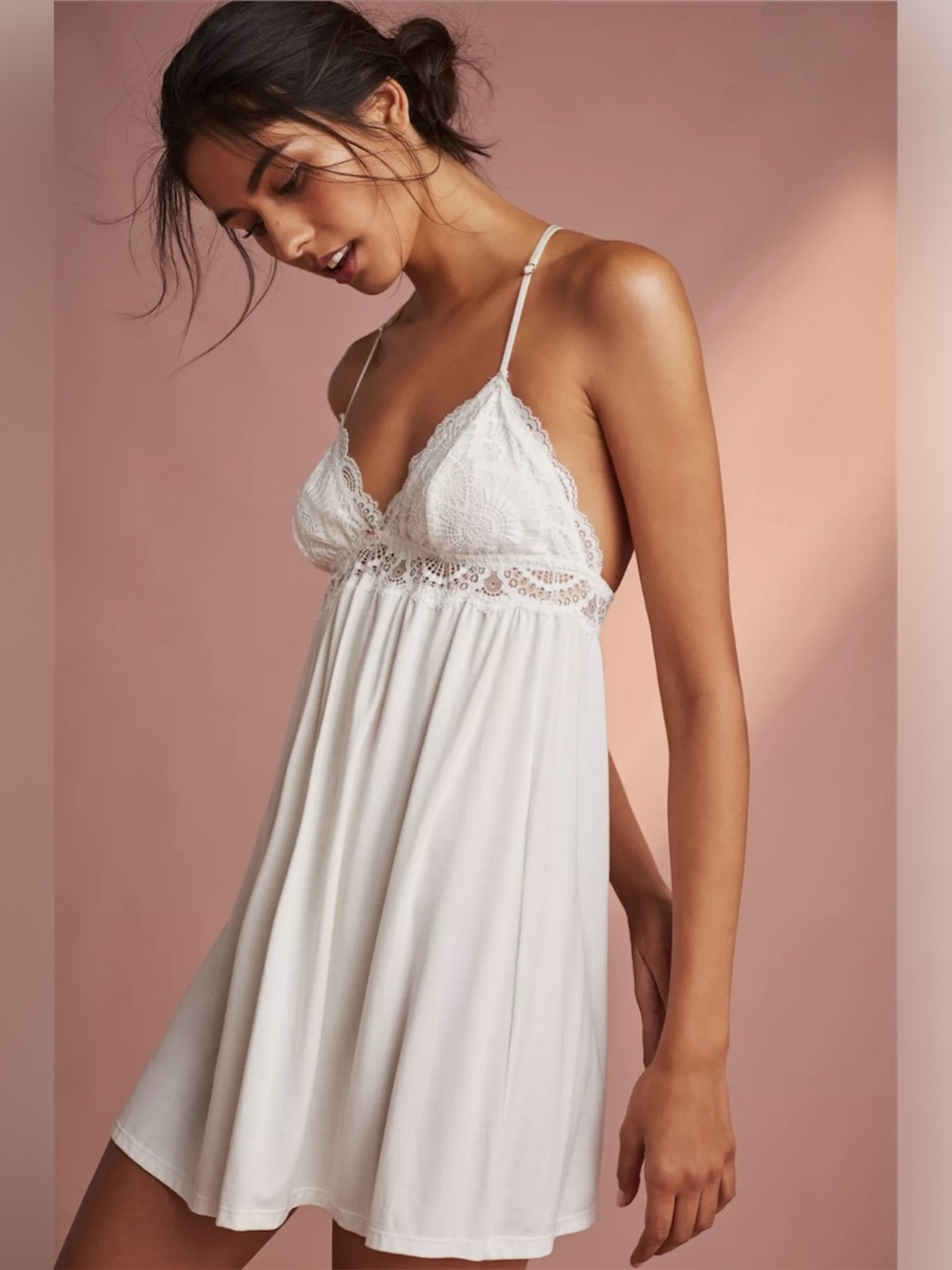 Eberjey Marry Me Racerback Chemise Lace Trim Nightgown
